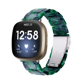 Fitbit Sense / Versa 3 resin bead watch strap - Matte Blackish Green