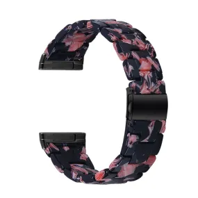 Fitbit Sense / Versa 3 resin bear watch strap - Black / Pink Flowers