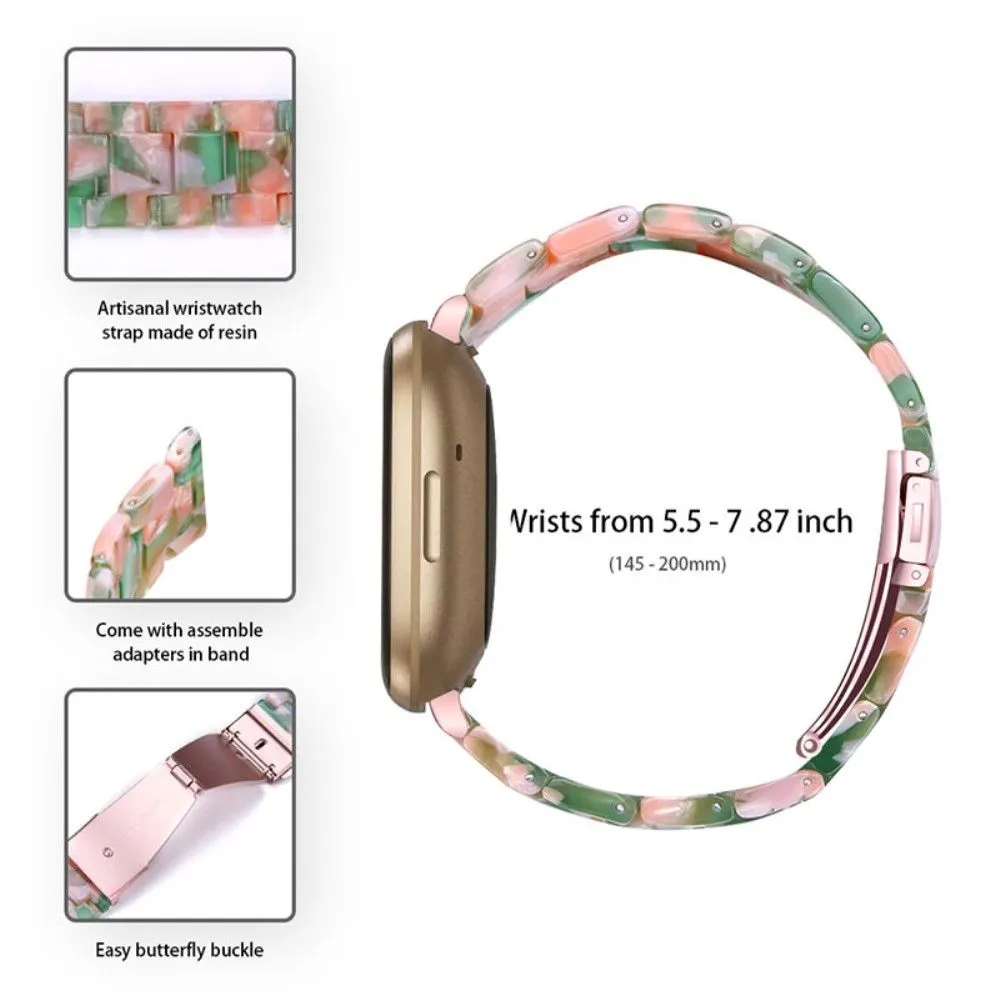 Fitbit Sense / Versa 3 resin bear watch strap - Pink / Green Flowers