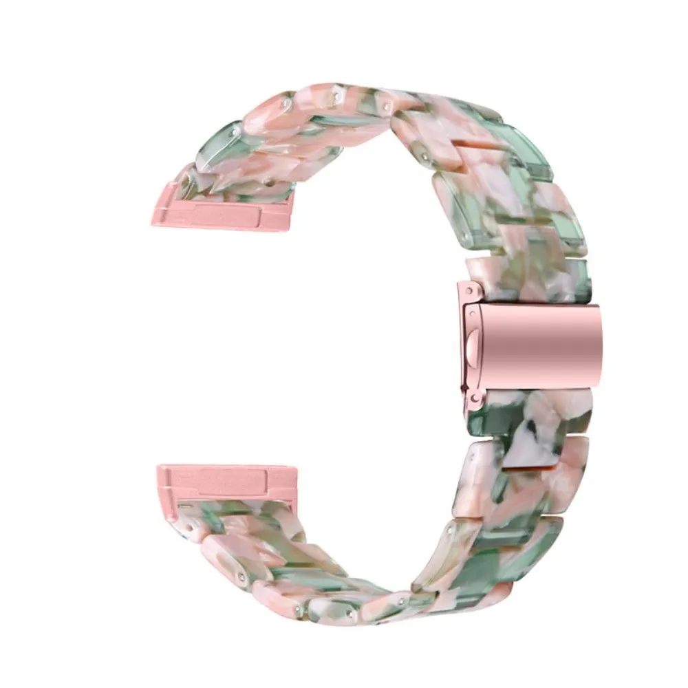 Fitbit Sense / Versa 3 resin bear watch strap - Pink / Green Flowers