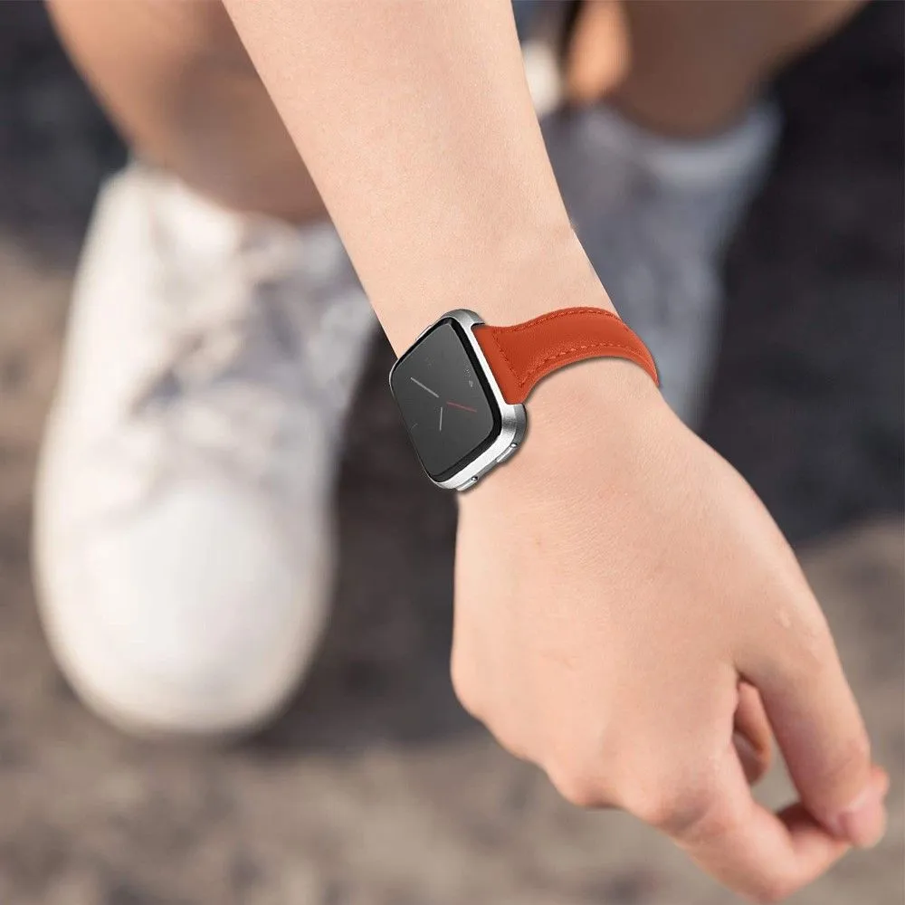 Fitbit Versa 2 / Versa Lite / Versa simple genuine leather watch strap - Orange