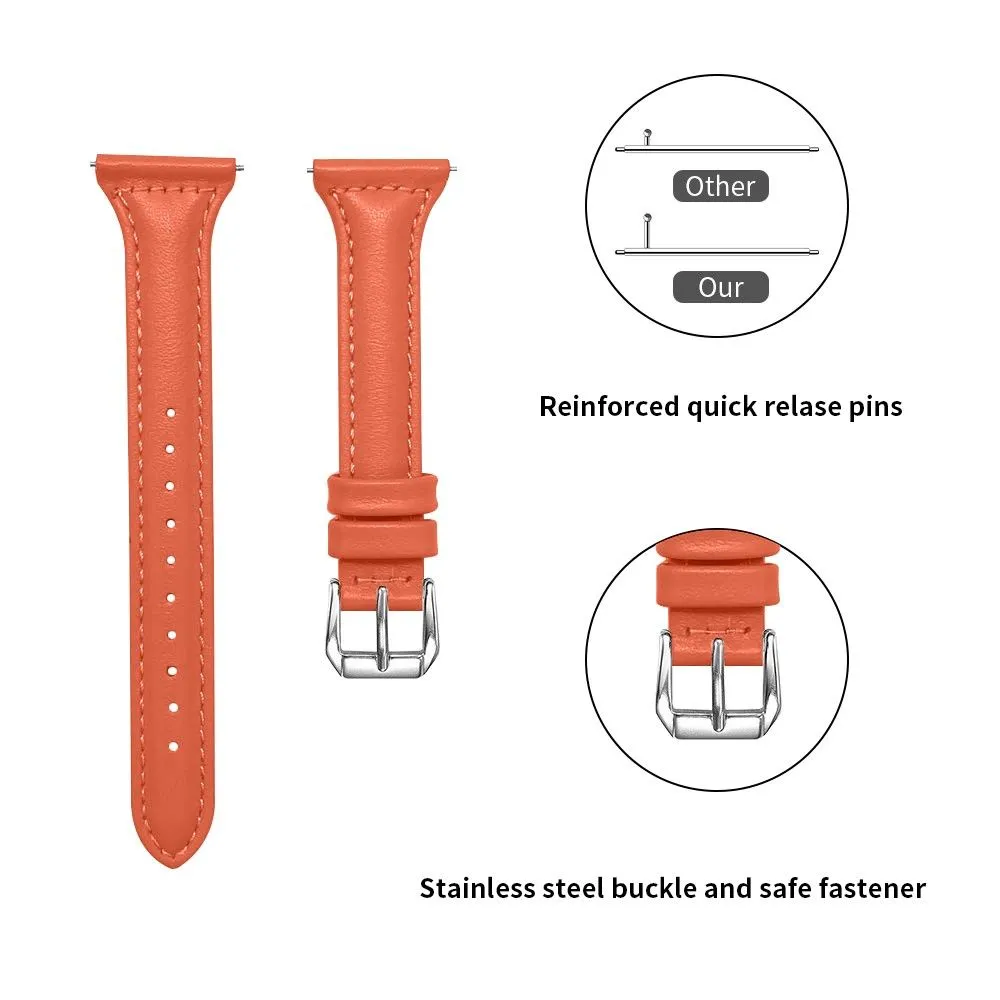 Fitbit Versa 2 / Versa Lite / Versa simple genuine leather watch strap - Orange