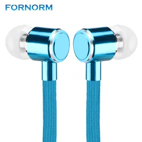 FORNORM 3.5mm Wired Colorful Earphone With Microphone Braided Shoelace Earbuds Sweatproof  Earphone  For Iphone Smartphone