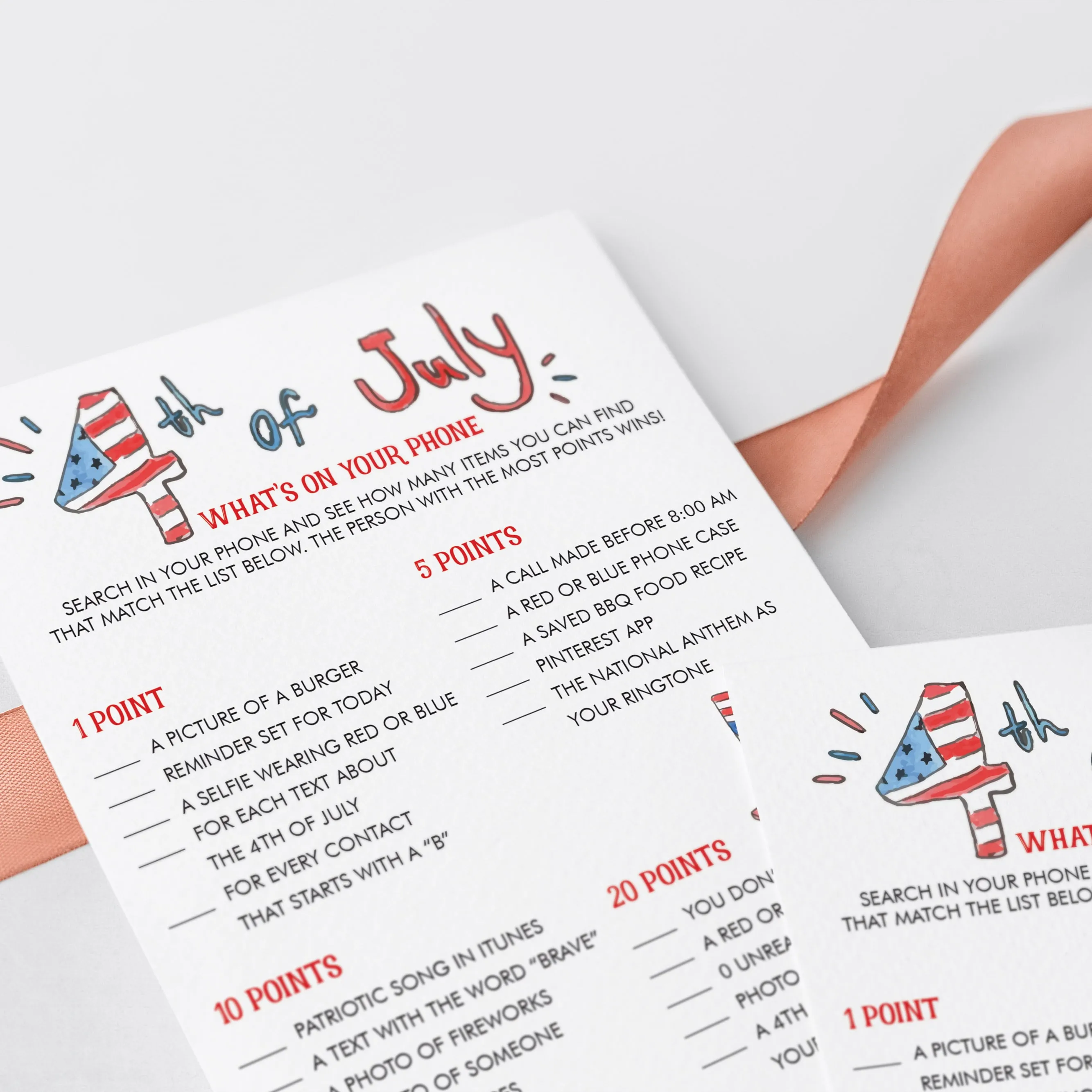 Fun Fourth of July BBQ Game Printable