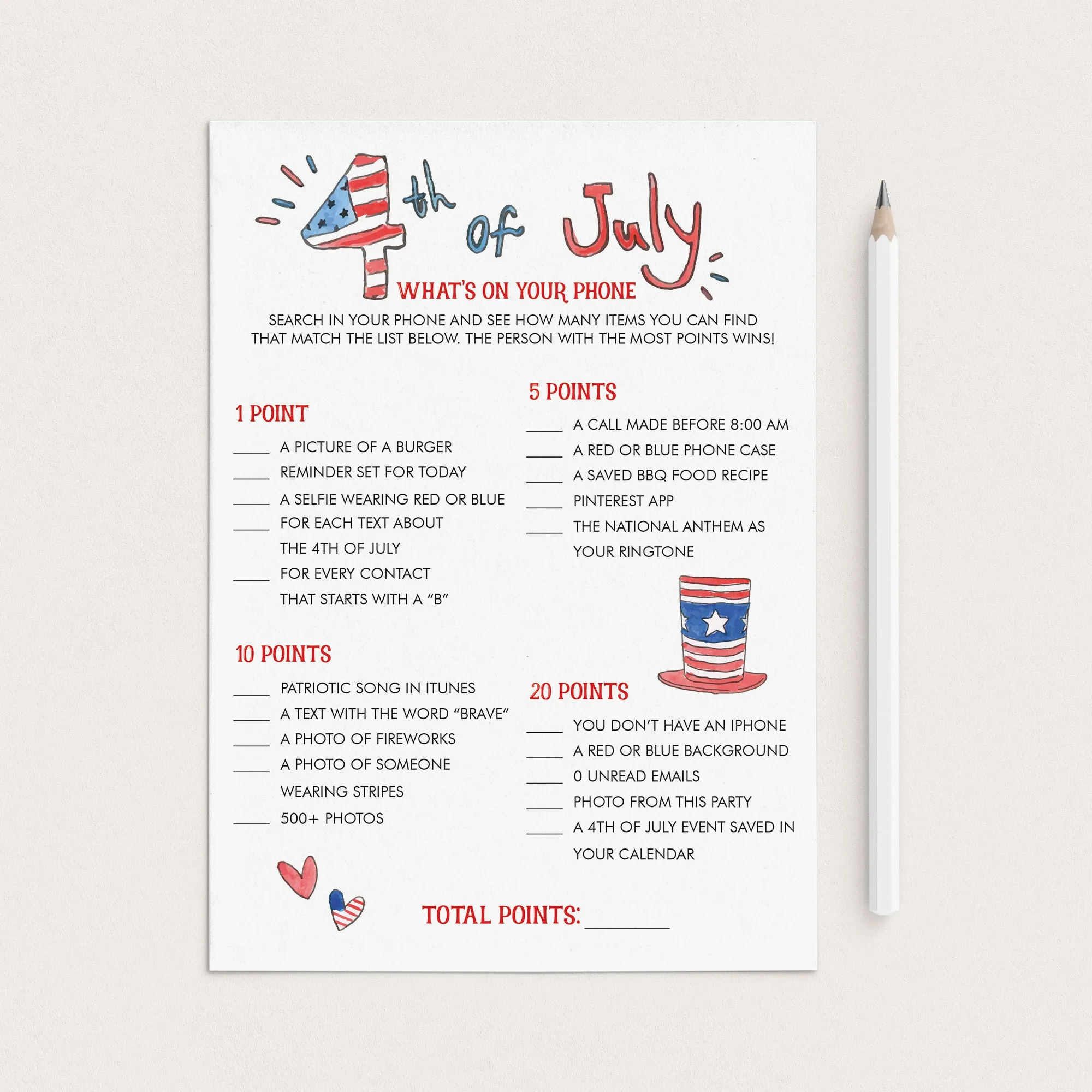 Fun Fourth of July BBQ Game Printable