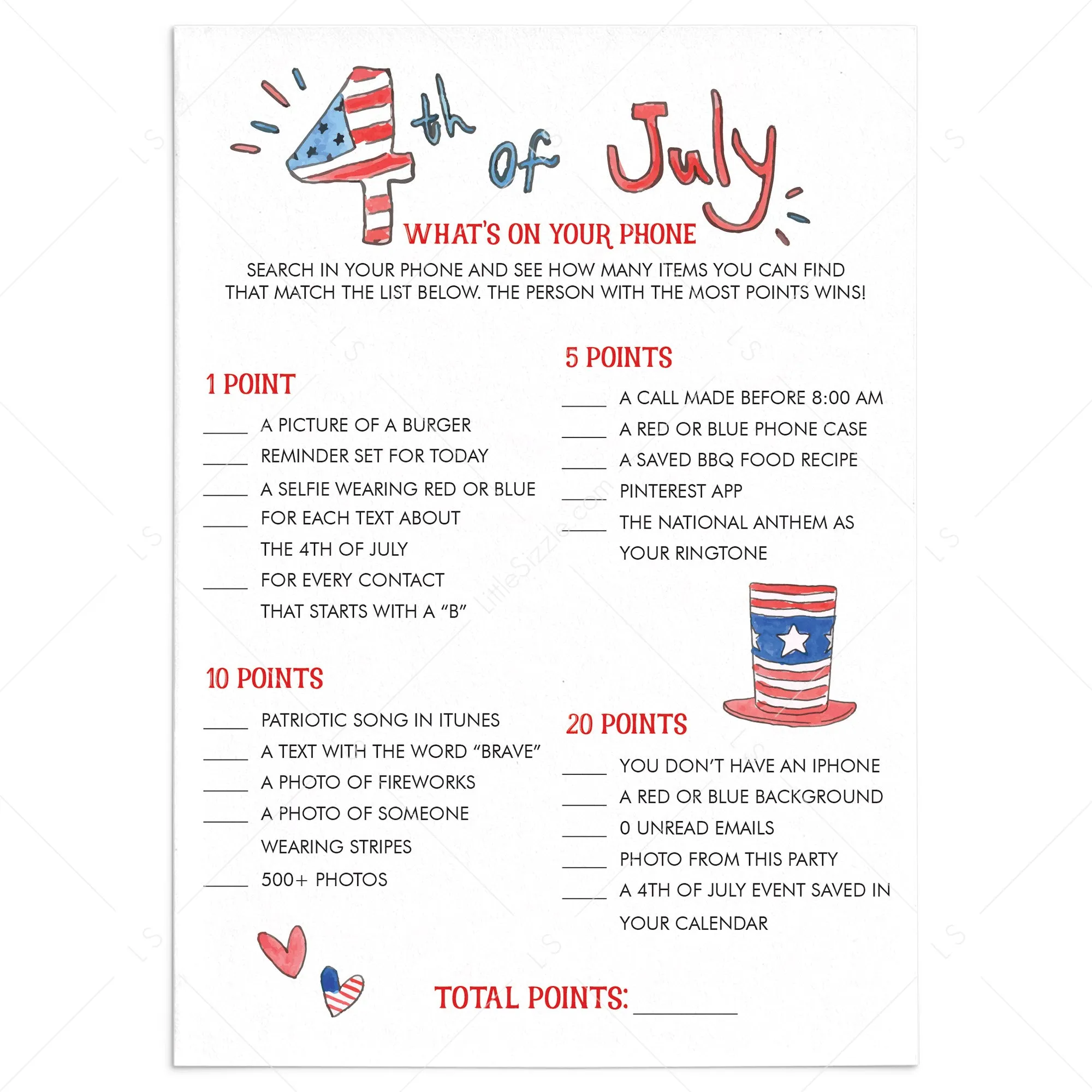 Fun Fourth of July BBQ Game Printable