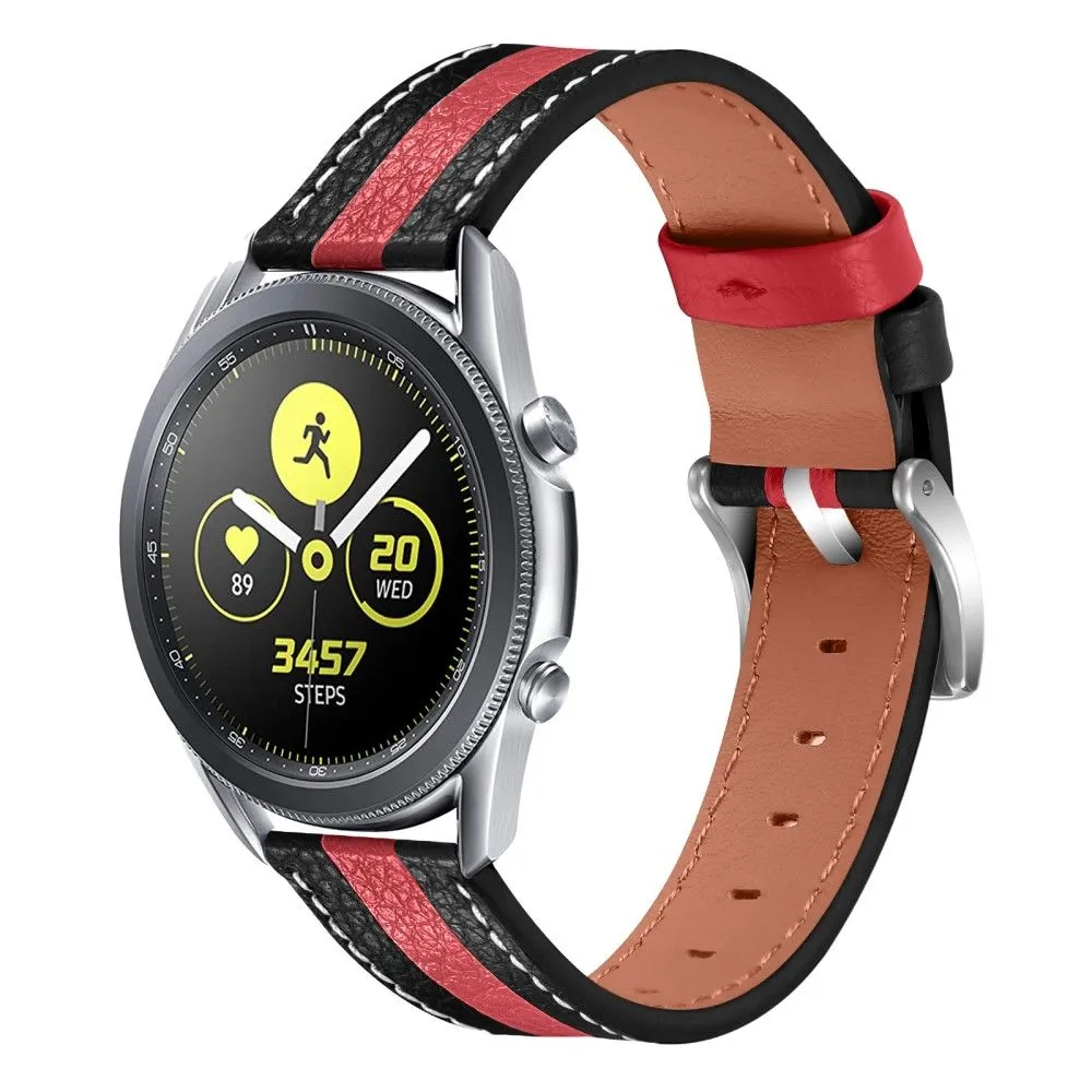 Garmin Vivomove 3 color splice cowhide leather watch strap - Black / Red