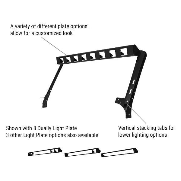 Go Rhino WLF Windshield Light Frame Jeep Wrangler (07-18) [30" Light Bar & Four 3" Cubes]