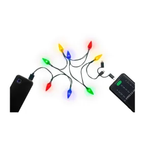 Goobay - (1.2m) 3in1 USB to Micro USB Charging Cable Christmas Fairy Lights Data Cable with Lightning / USB C Adapter - Black