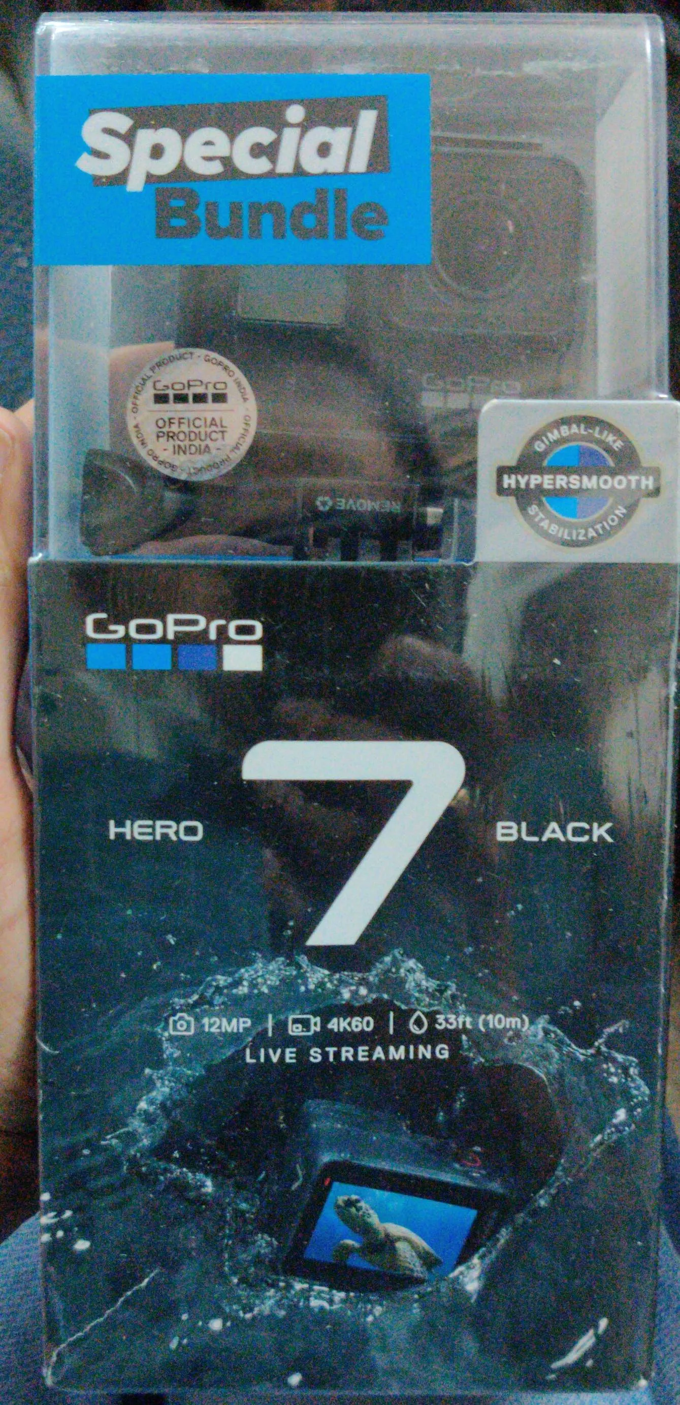 GoPro Hero 7 Black with Shorty, SD Card and Battery