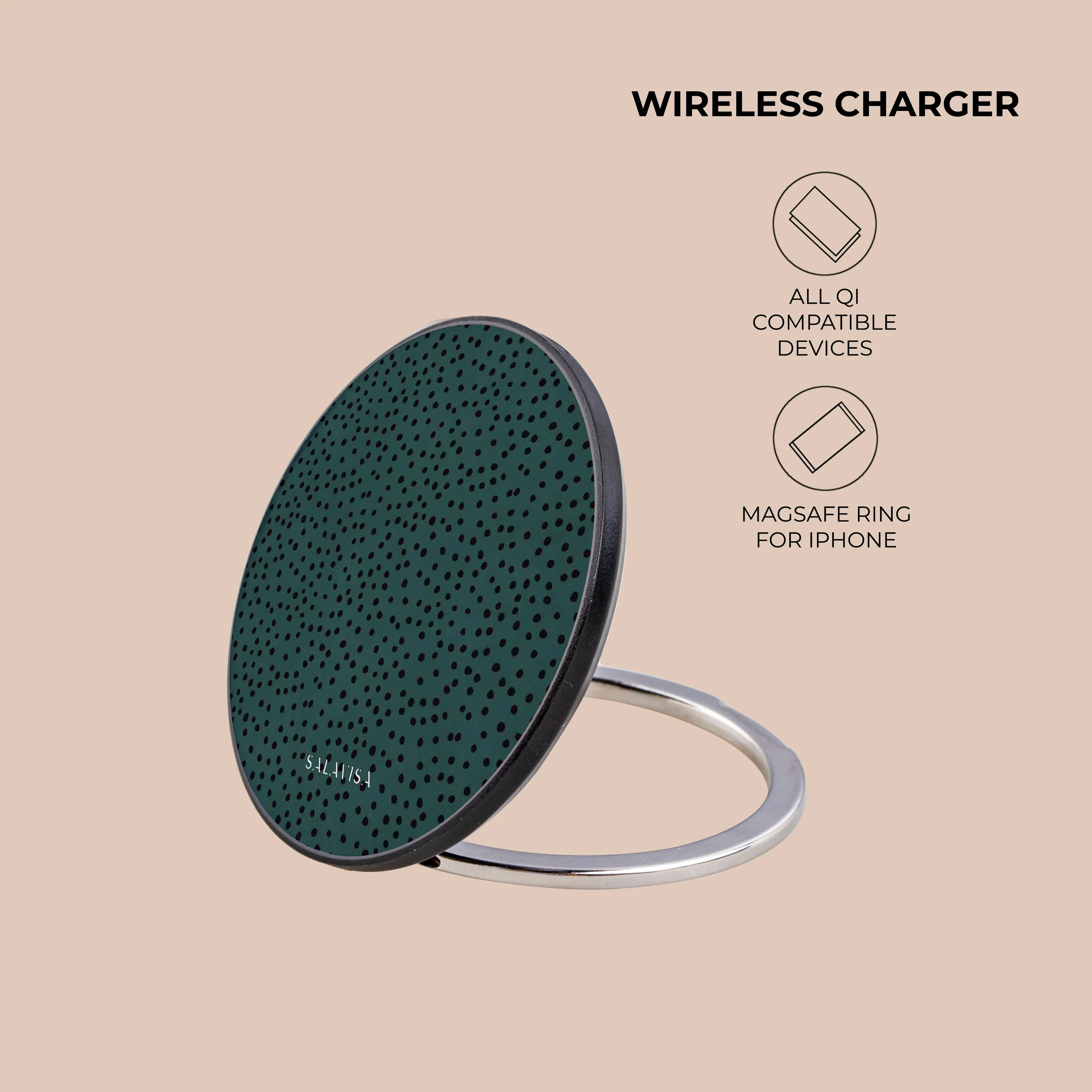 Green Polka Dots Wireless Charger