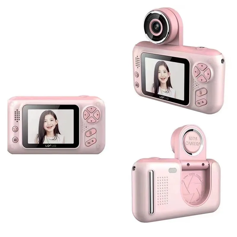 Handheld Camera Kids Camera Tripod 2.4‘’ HD Screen Children Digital Camera Video Recorder Toys for Kids Baby Girl Birthday Gift