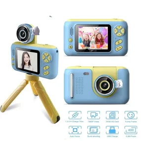 Handheld Camera Kids Camera Tripod 2.4‘’ HD Screen Children Digital Camera Video Recorder Toys for Kids Baby Girl Birthday Gift