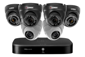 HD 1080p Home Security System with 6 Dome Cameras (4 with Varifocal Zoom Lenses)