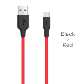 HOCO X21 Silicone type-c charging cable - black＆red