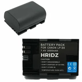 HRIDZ LP-E6 E6NH Battery for Canon EOS R7 R6 5D 6D 7D 80D 70D 60D LP-E6NH 60Da