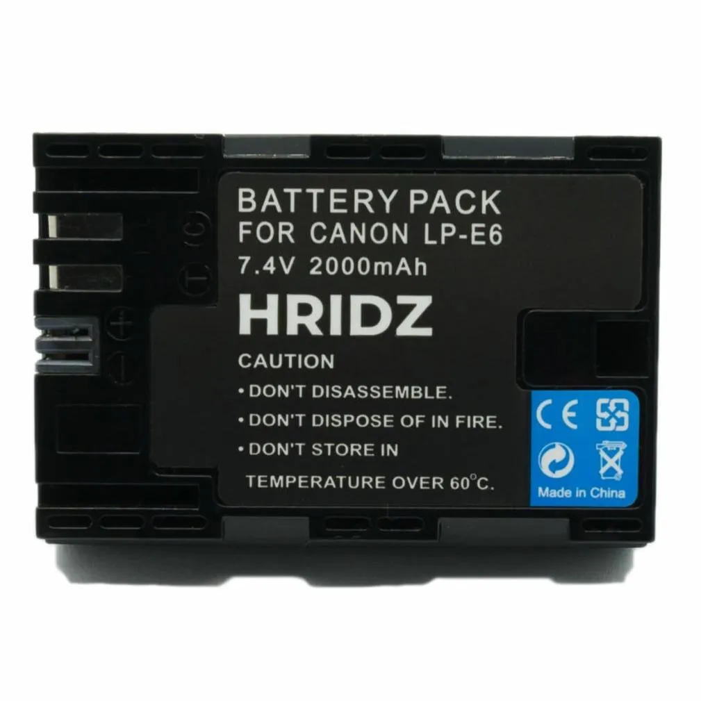 HRIDZ LP-E6 E6NH Battery for Canon EOS R7 R6 5D 6D 7D 80D 70D 60D LP-E6NH 60Da