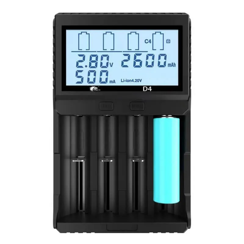 IMREN D4 4-Slot Universal Rechargeable Battery QC Charger with LCD Screen