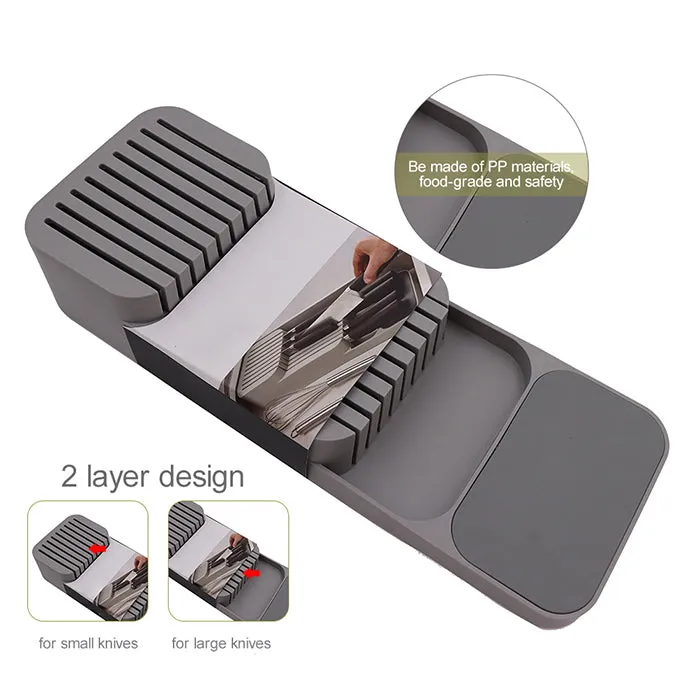 In-Drawer Knife Organiser Kitchen Knife Holder Storage for 9 Knives