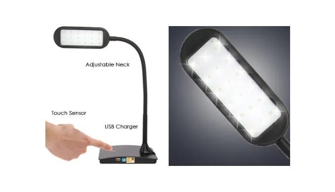 LED Flexible Desk Lamp with USB Charger - Ships Same/Next Day!