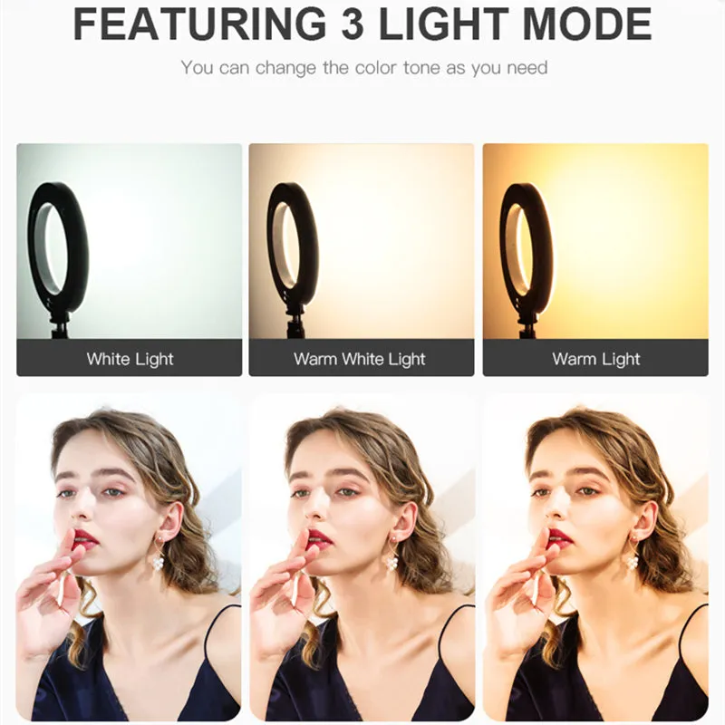 LED Ring Light with Stand 3 Modes Brightness for Makeup