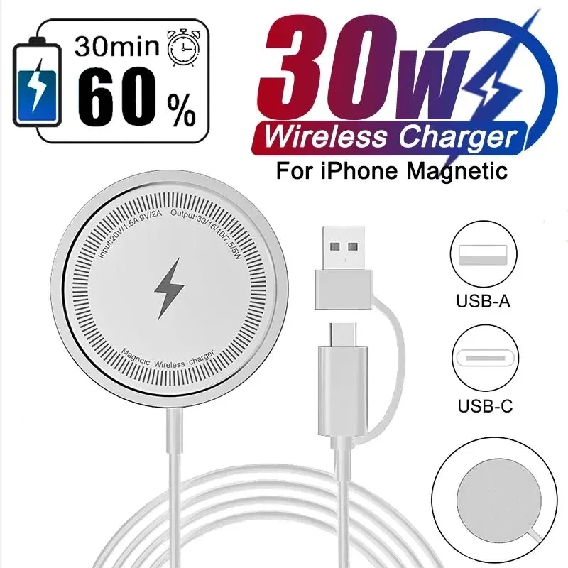 magnetic chargers|30W Magnetic Chargers Fast Wireless Charger Pad Stand for iPhone 15 14 13 12 11 Pro Max Airpods PD Macsafe Phone Charging Dock