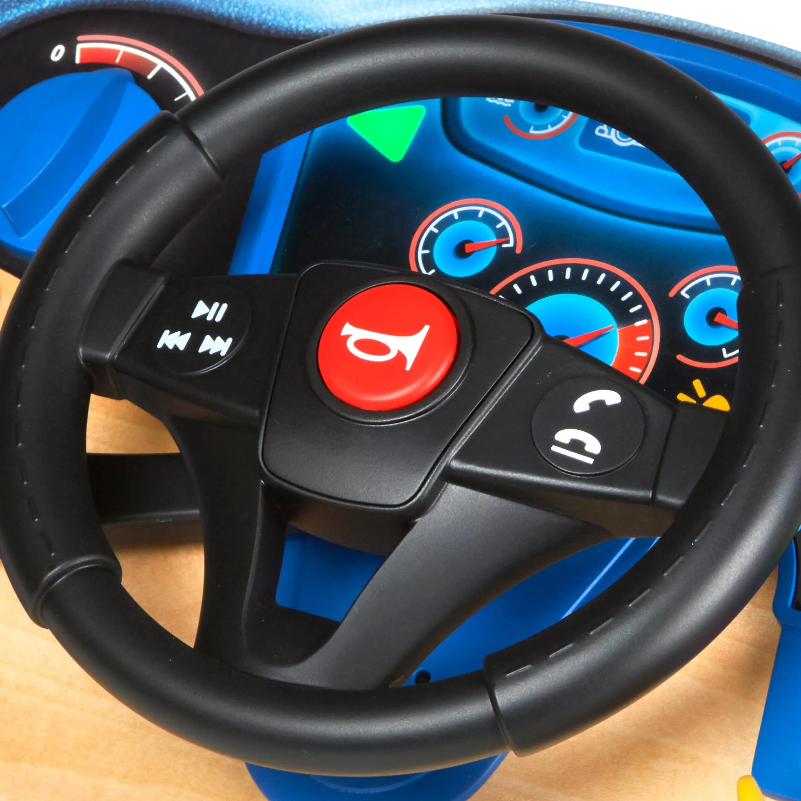 Melissa & Doug Vroom & Zoom Interactive Wooden Dashboard Steering Wheel Pretend Play Driving Toy - FSC Certified