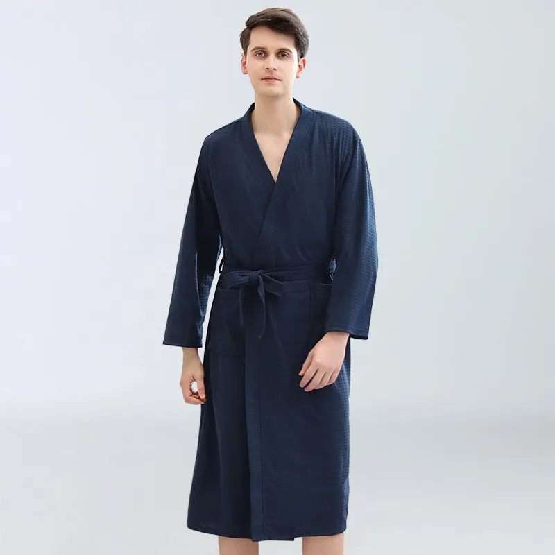 Men Women Plus Size Lounge Waffle Bathrobe Sleepwear