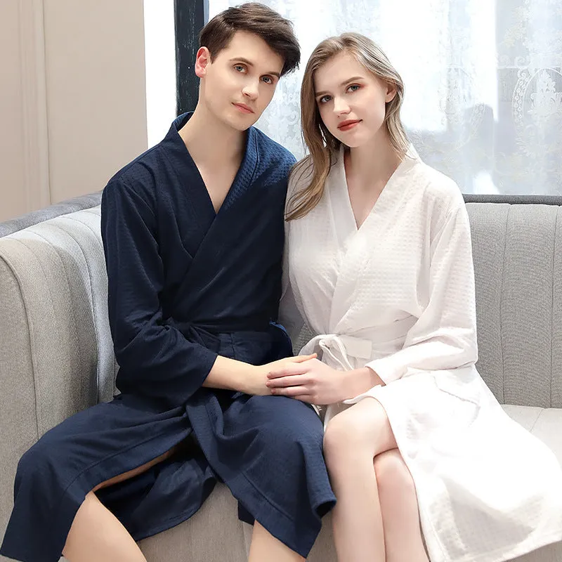 Men Women Plus Size Lounge Waffle Bathrobe Sleepwear