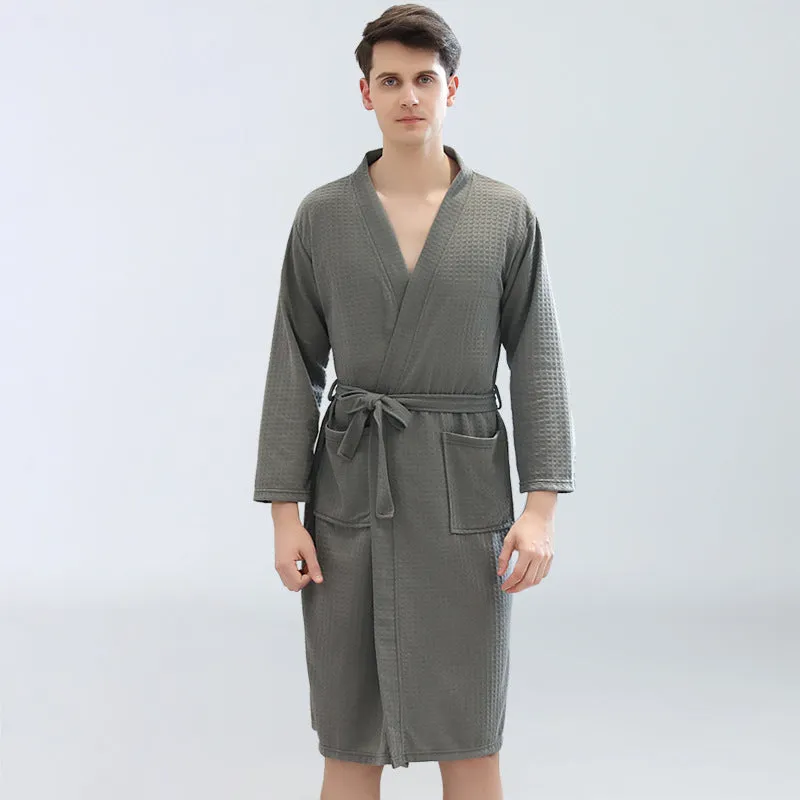 Men Women Plus Size Lounge Waffle Bathrobe Sleepwear