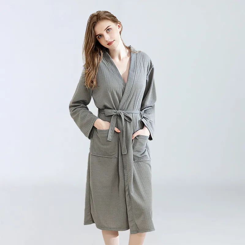 Men Women Plus Size Lounge Waffle Bathrobe Sleepwear