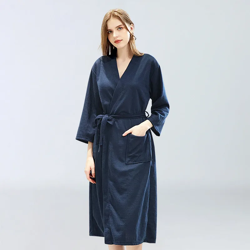 Men Women Plus Size Lounge Waffle Bathrobe Sleepwear