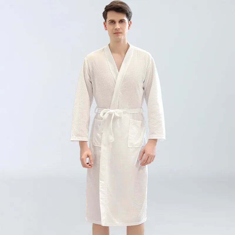 Men Women Plus Size Lounge Waffle Bathrobe Sleepwear