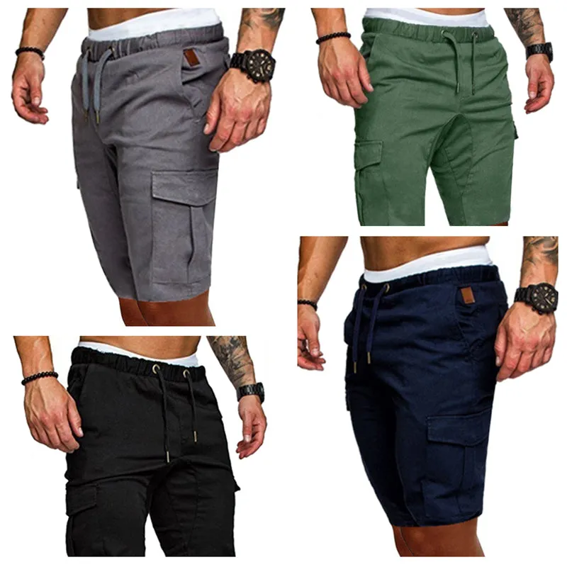 Mens Cotton Summer Lace Up Elasticated Shorts with Pockets