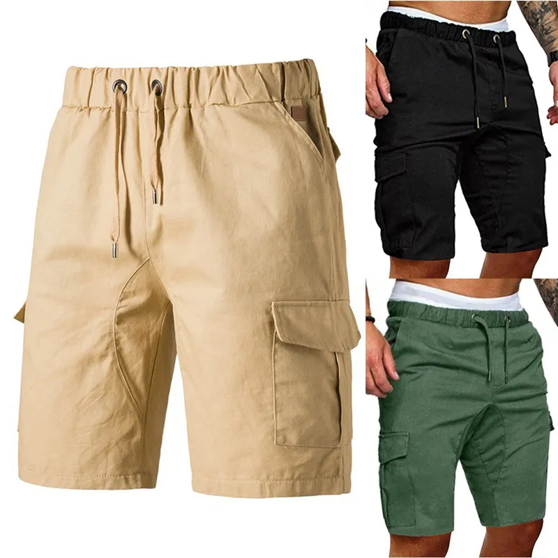 Mens Cotton Summer Lace Up Elasticated Shorts with Pockets