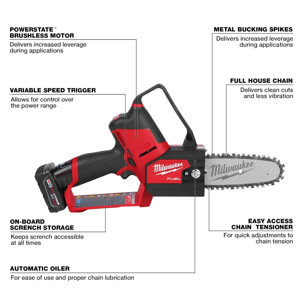 Milwaukee 2527-21 M12 FUEL 12V HATCHET 6" Brushless Cordless Pruning Saw Kit