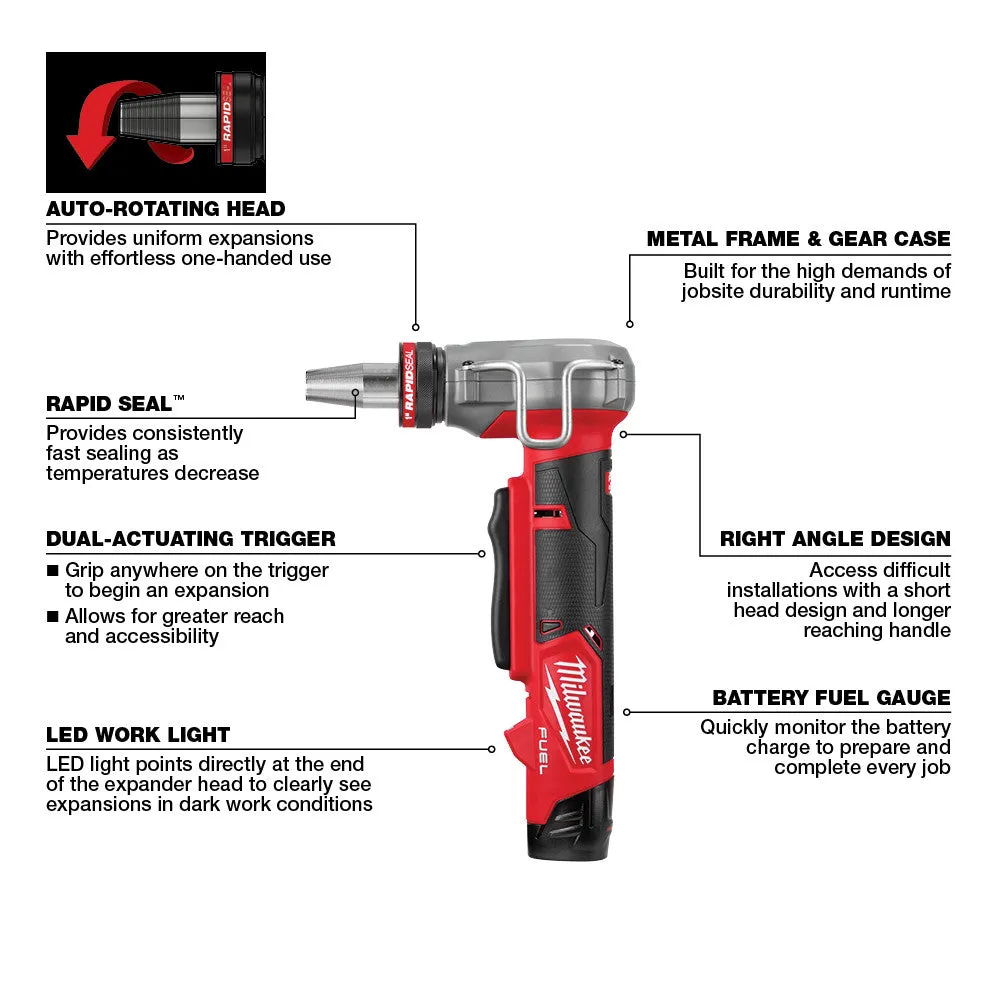 Milwaukee 2532-22 M12 FUEL 12V ProPEX Expander Kit w/RAPID SEAL Expander Heads