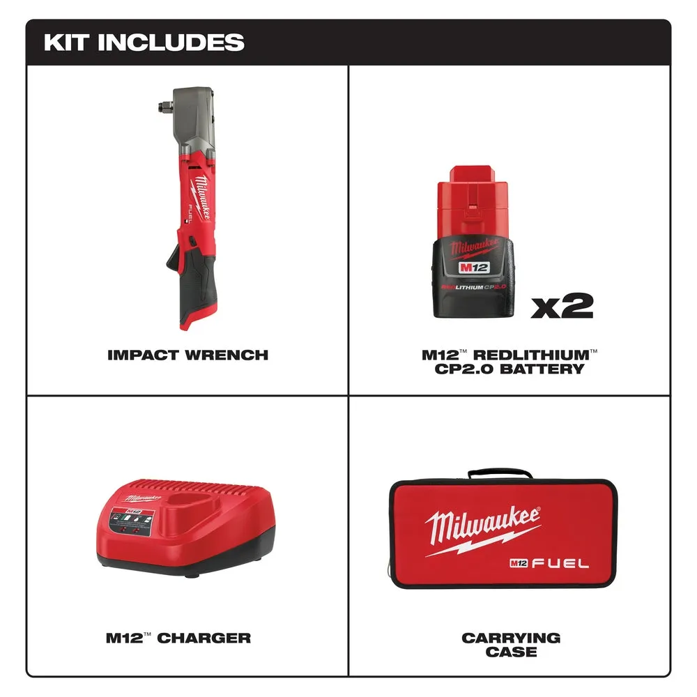 Milwaukee 2565-22 M12 FUEL 12V 1/2" Cordless Right Angle Impact Wrench Kit