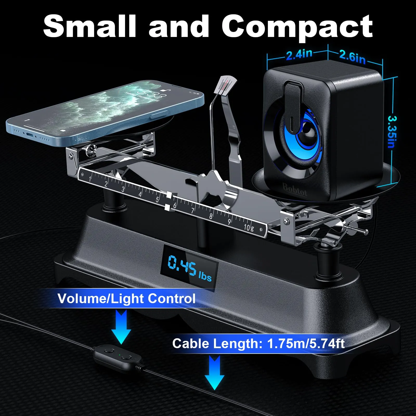 MINI2A Computer Speaker USB Powered - 2.0 Mini Portable Bluetooth Subwoofer with RGB