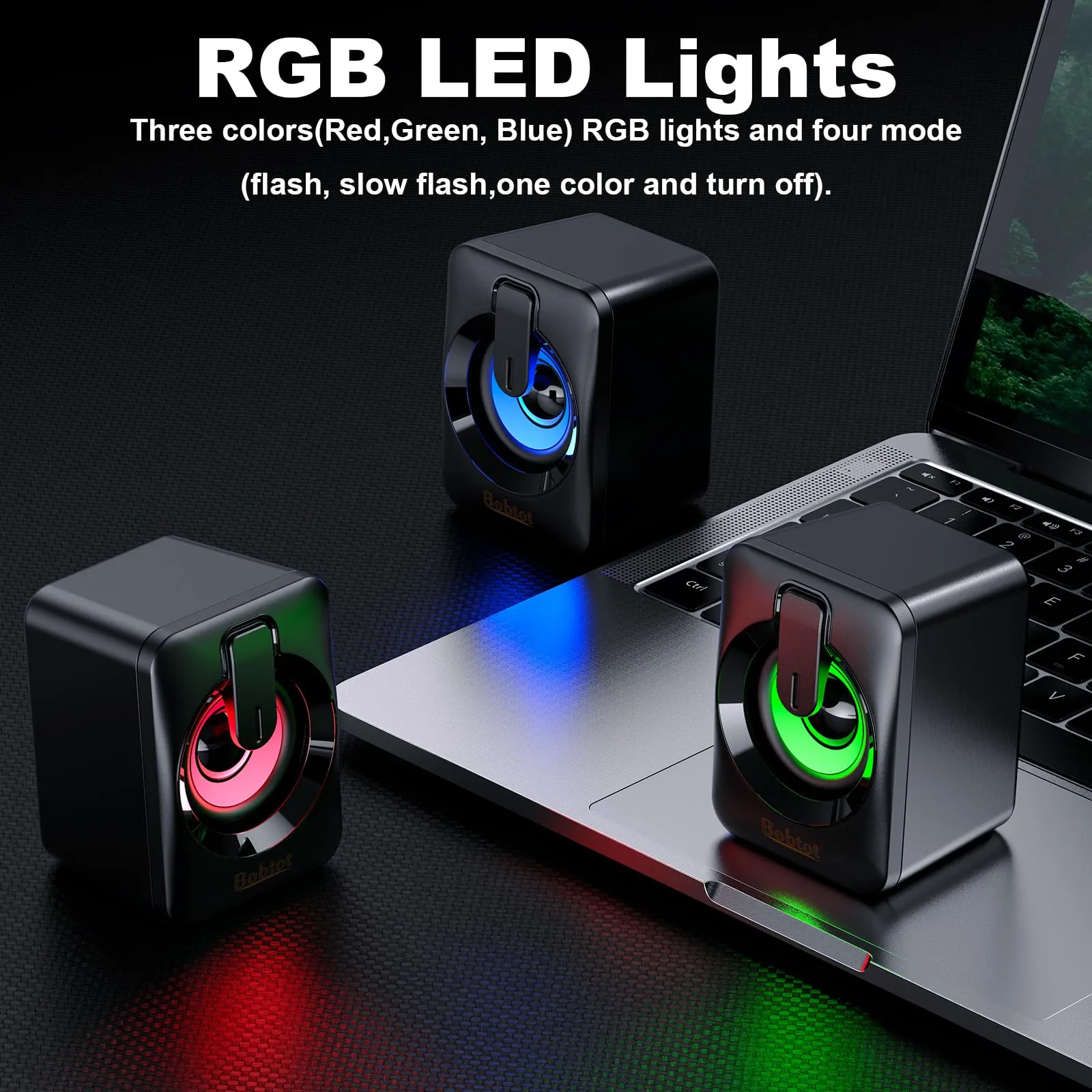 MINI2A Computer Speaker USB Powered - 2.0 Mini Portable Bluetooth Subwoofer with RGB