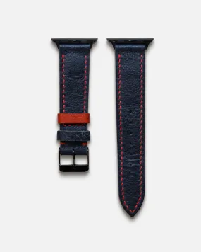 Navy Apple Watch Strap with Red Details