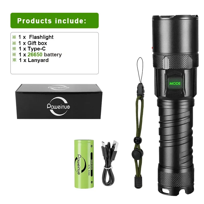 New XHP199 Powerful LED Flashlight XHP160 XHP90 Rechargeable Torch Light High Power Flashlight 26650 USB Waterproof Camping Lamp