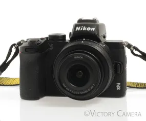 Nikon Z50 20.9MP Mirrorless Camera w/ 16-50mm Zoom Lens   2 Batteries -Clean-