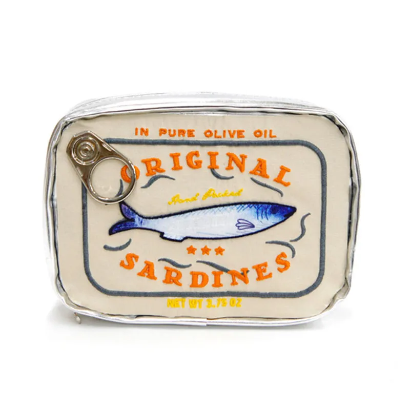 Novelty Retro Canned Sardines Style Portable Cosmetic Bag