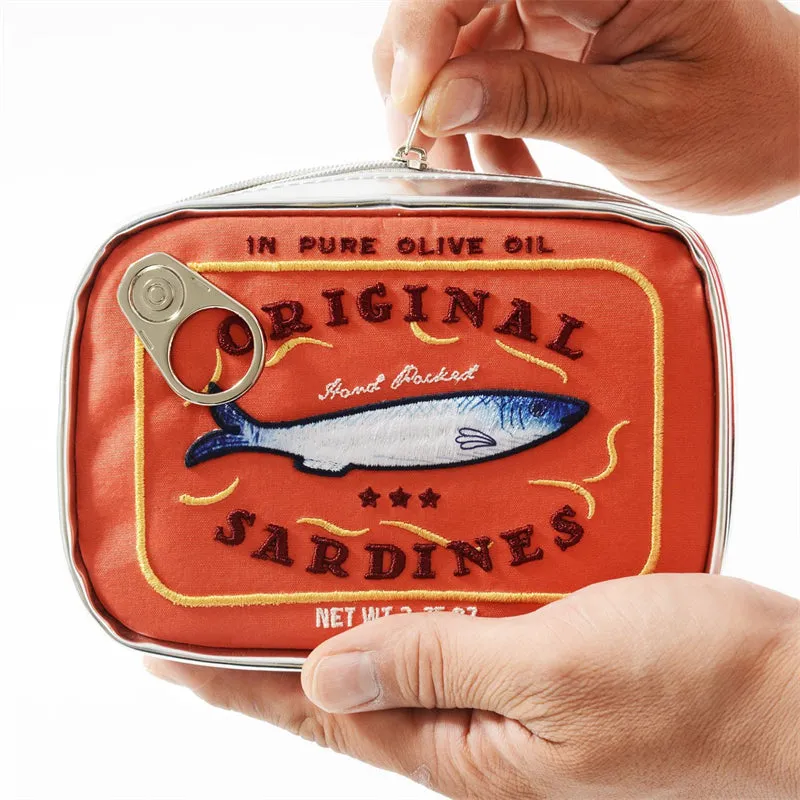 Novelty Retro Canned Sardines Style Portable Cosmetic Bag