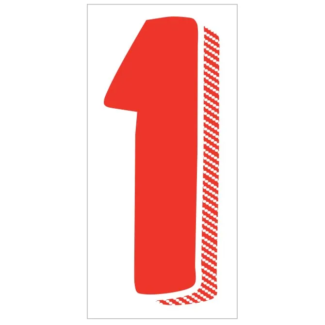 Number Window Stickers - Red & White Car Dealer Number Stickers - Durable, Weatherproof Vinyl with Easy On/Off Adhesive - Back Slit for Seamless Installation - 7-1/2"