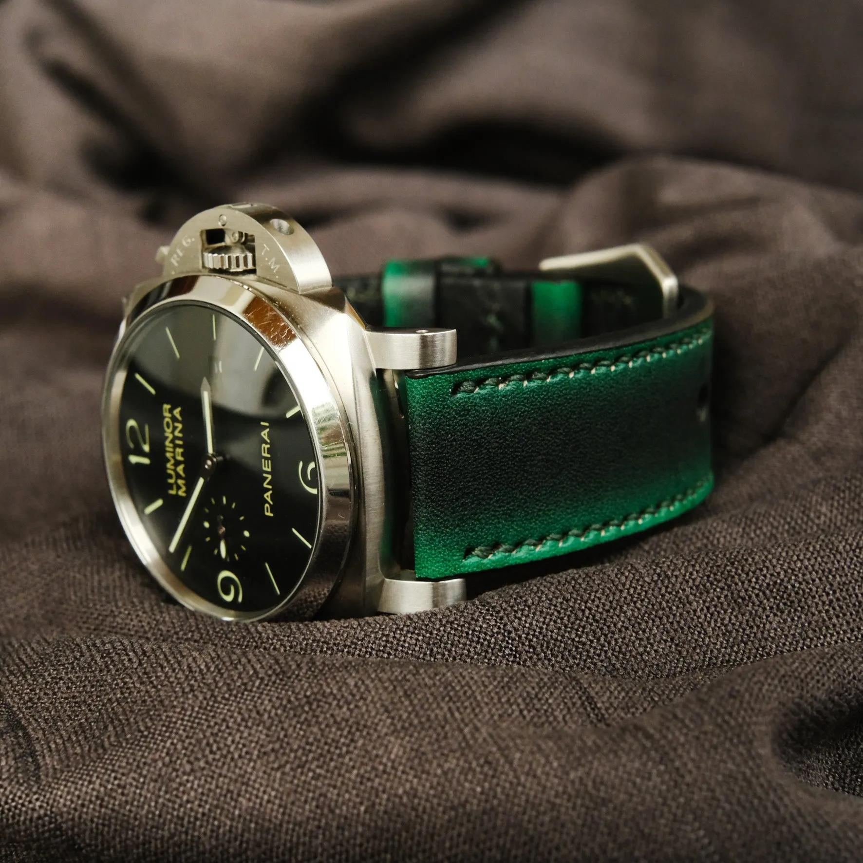 Panerai Neon Green watch band Panerai Green Strap For Officine Panerai Luminor Marina Radiomir PAM 22mm 24mm 26mm Band Handmade Leather Straps