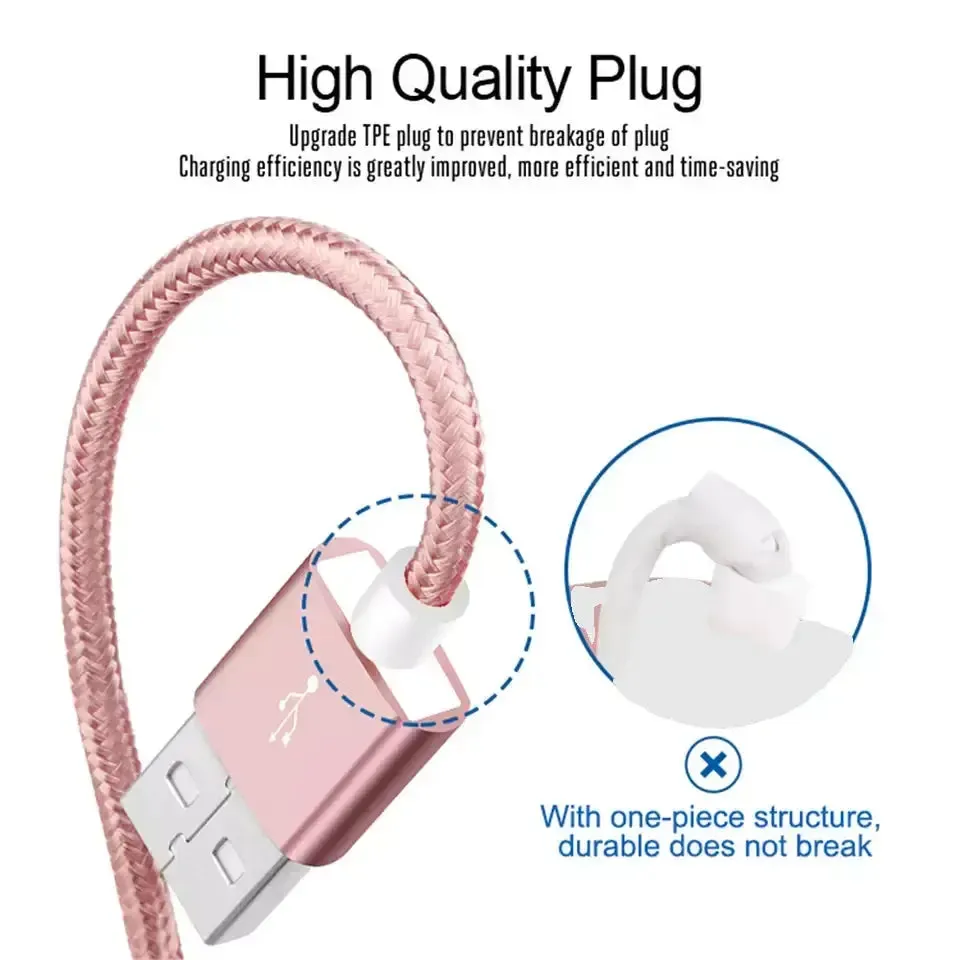 PBG XL 10FT Charger Compatible for Iphone Cable's  Nylon Woven -iPhone Charger Cable