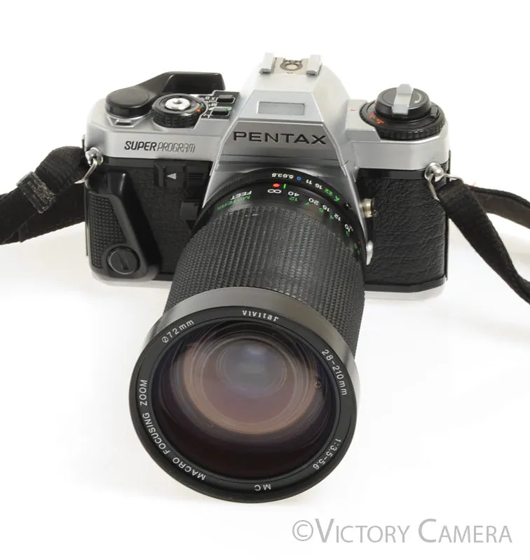 Pentax Super Program 35mm Film Camera w/ 28-210mm Zoom Lens -New Seals- [EX ]