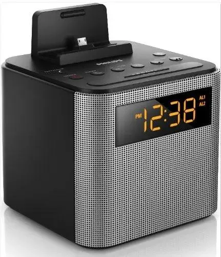 Philips AJT3300/37 Bluetooth Clock Radio with iPhone/Android Speaker Dock, Built-in microphone.